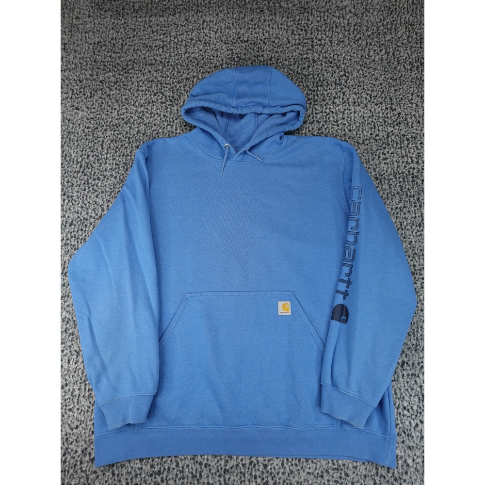 Carhartt Hoodie Men 3XL Blue Loose Fit Logo Sleeve Sweatshirt TS0288-M K288 HO7